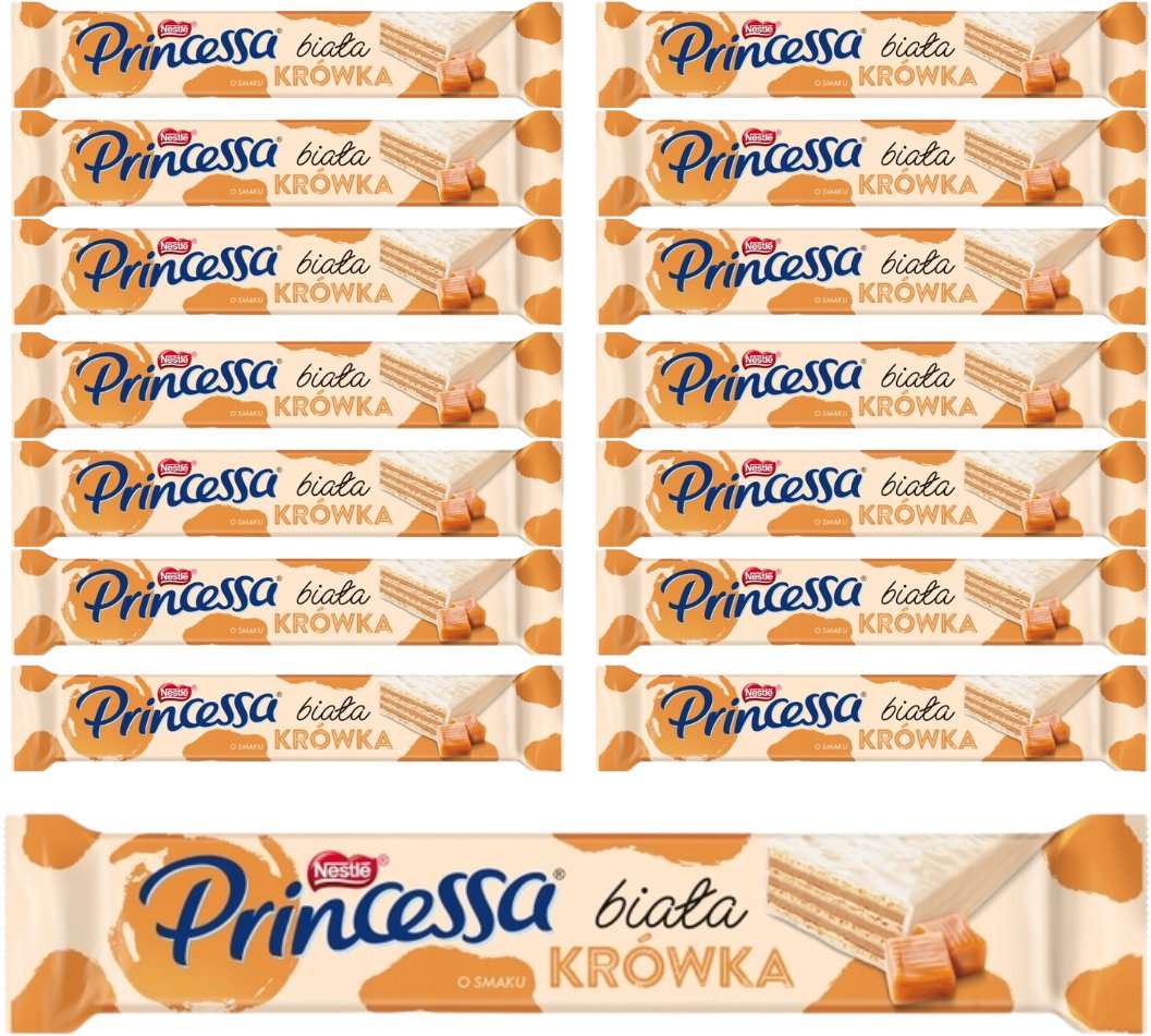 Princessa Biała Wafel o smaku krówka 40 g x 15 sztuk