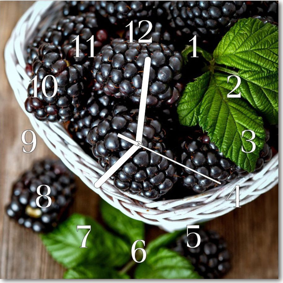 Tulup Zegar szklany ścienny Cichy Jeżyny Owoc