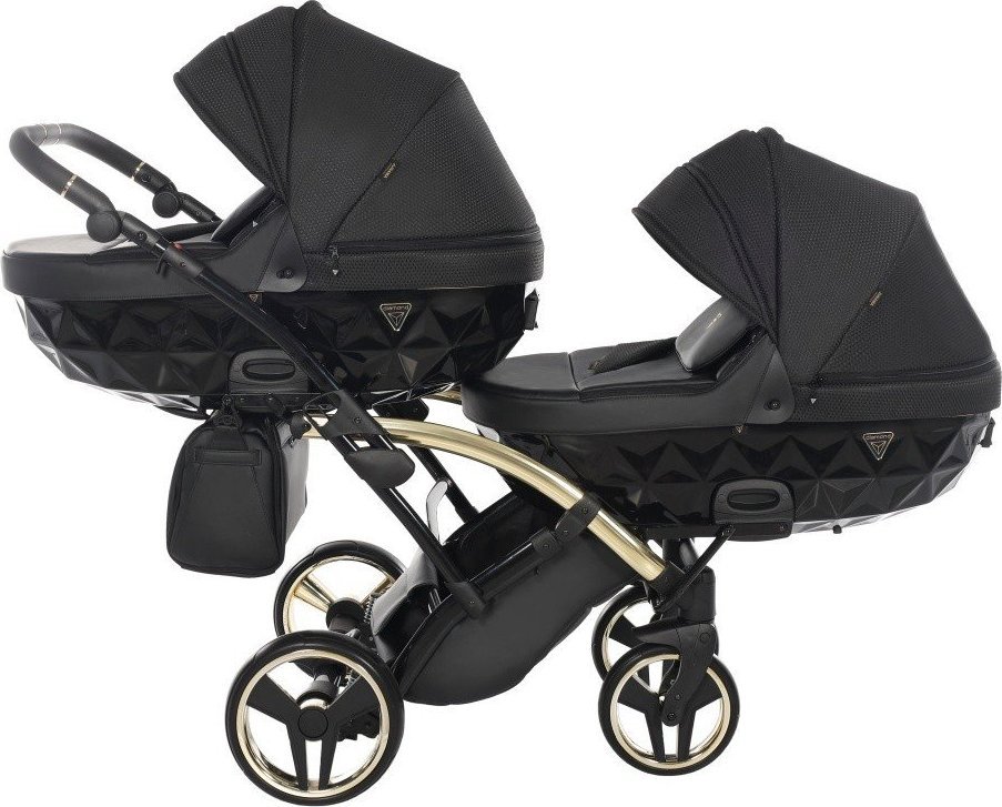 Wózek Junama Wózek bliźniaczy SAPHIRE DUO SLIM JUNAMA 3w1 Tako czarno złoty V2