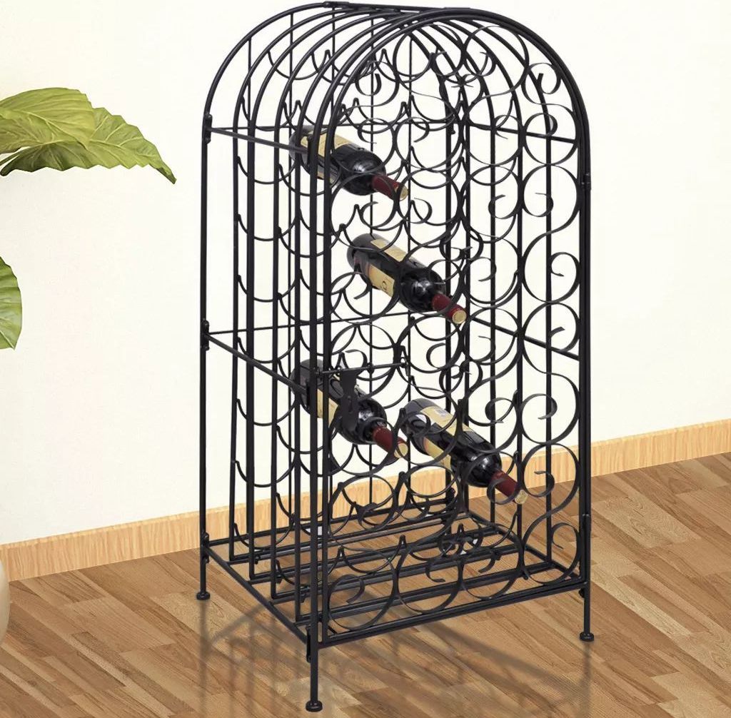 vidaXL Metalowy stojak na 35 butelek wina
