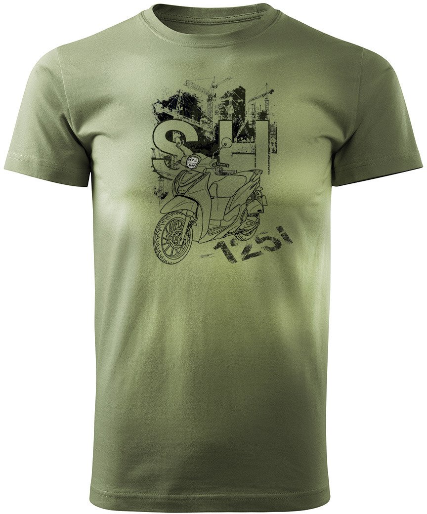 Koszulka motocyklowa z motocyklem skuterem skuter na motor Honda SH125i SH 125 i męska khaki M