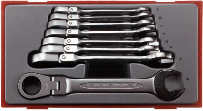Teng Tools Zestaw kluczy płasko-oczkowych przegubowe z grzechotką 8 - 19mm 8szt. (131900102)