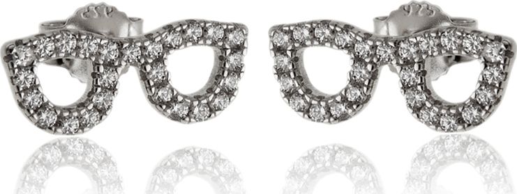 Lovrin Srebrne kolczyki 925 sztyft okulary 1,7 g cyrkonie