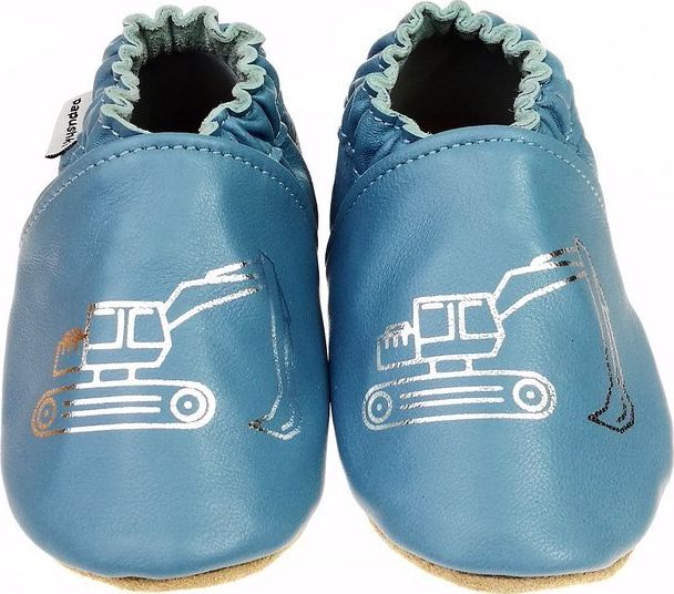 PAPUSHKI Kapcie Dziecięce PAPUSHKI Niebieskie Koparka 19/20