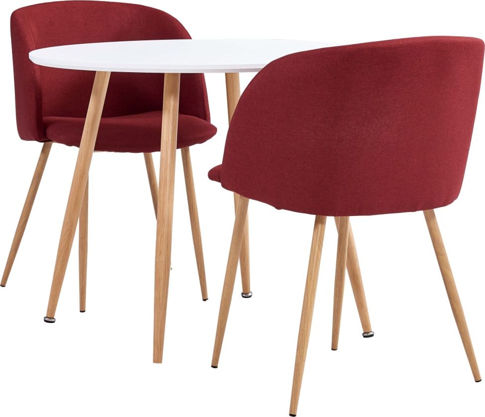 vidaXL 3-częściowy zestaw jadalniany, obity tkaniną, czerwone wino