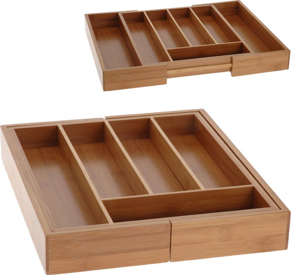 Excellent Houseware Organizer na sztućce rozsuwany bambusowy