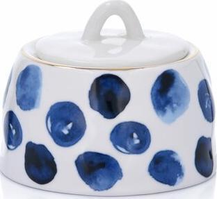DUKA Cukiernica w kropki DUKA RIVIERA biała niebieska porcelana