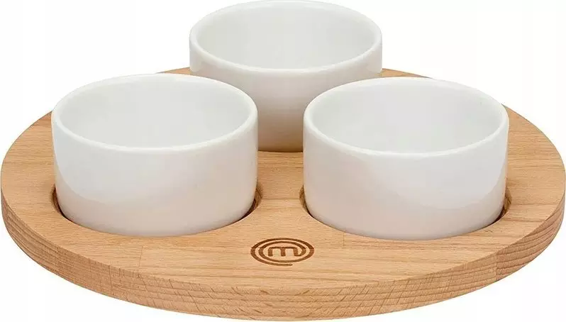 MasterChef Zestaw 3 misek do przekąsek MasterChef z tacą drewno bukowe