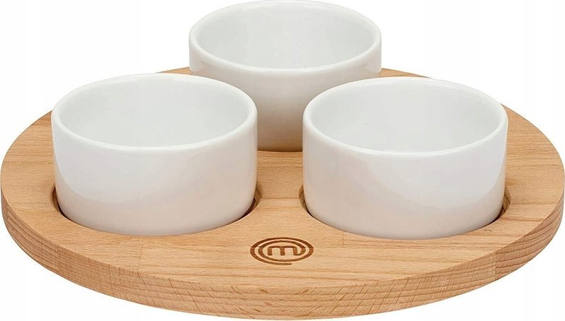 MasterChef Zestaw 3 misek do przekąsek MasterChef z tacą drewno bukowe