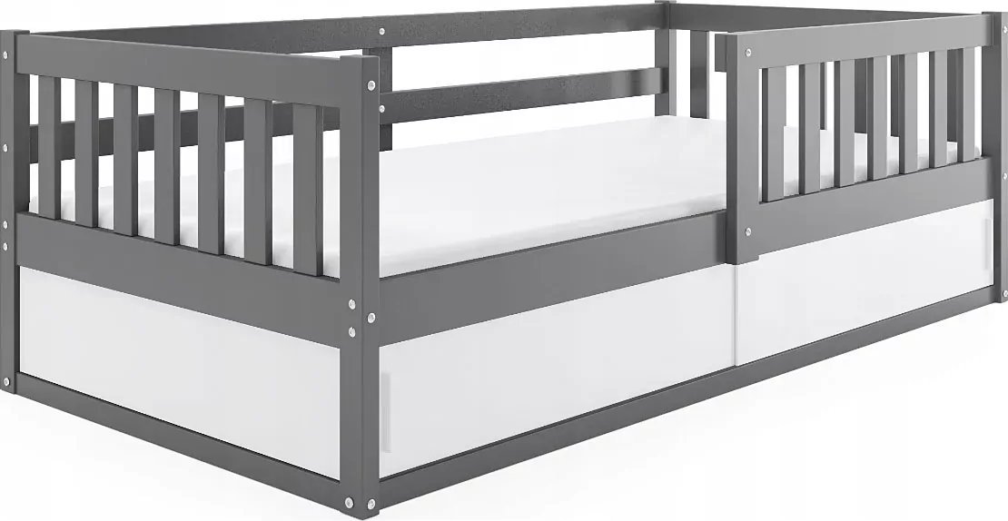 Elior Grafitowe łóżko dla dziecka ze schowkiem - Apio