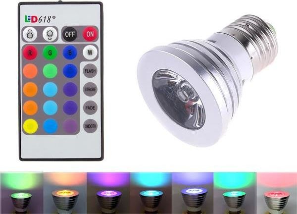 ECpower ZD7 ŻARÓWKA RGB LED 16 KOLORÓW PILOT E27 uniwersalny