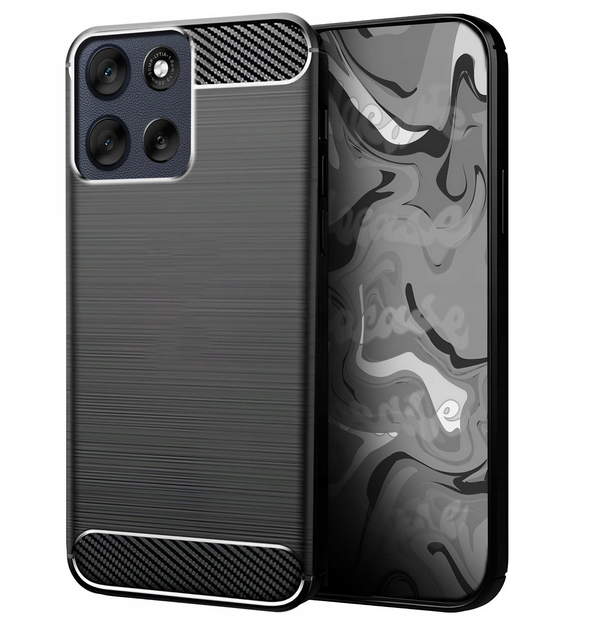 Etui do Motorola Moto G56 (Czarne, Pancerne, Karbonowe, Ochronne, Case)