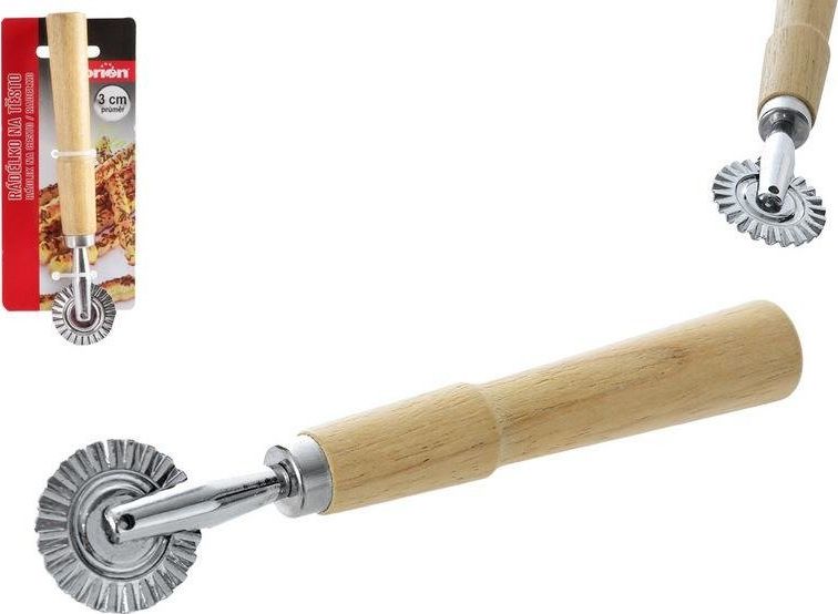 Orion Radełko do ciasta falowane chrom/drewno
