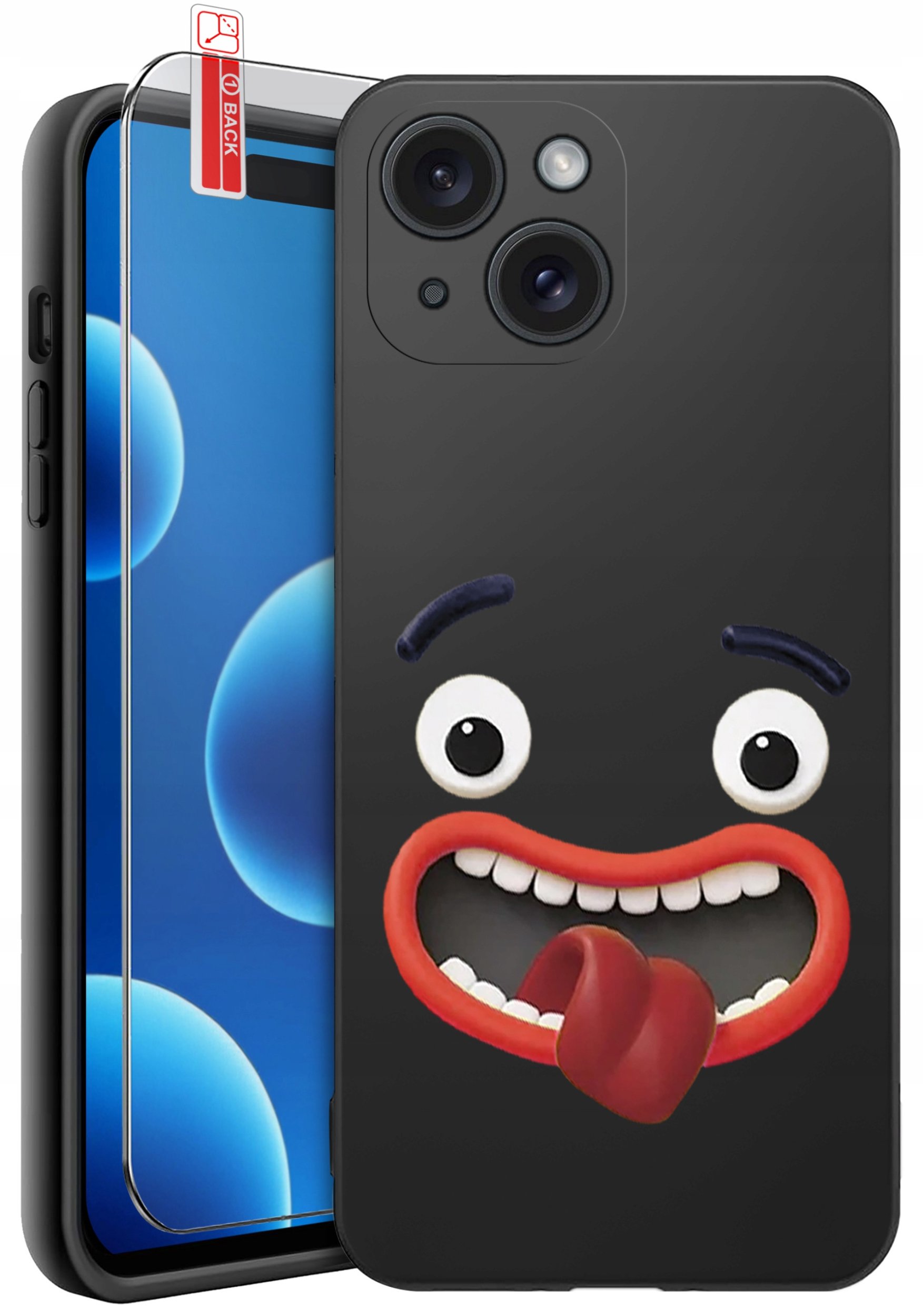 ETUI do iPhone 15 | WZORY | SILIKONOWE MATT CASE + SZKŁO 9H