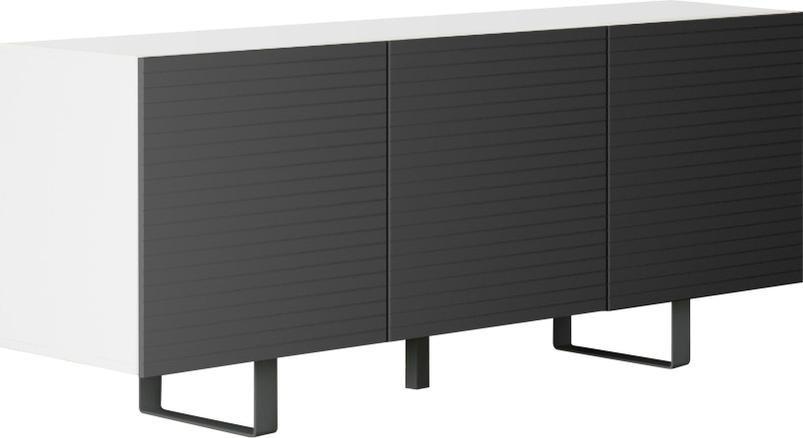 Selsey SELSEY Włoska komoda trzydrzwiowa Antoinettie 165 cm z przetworzonych butelek PET Biały/Czarny