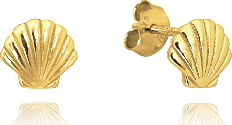 Minet MINET Letnie pozłacane srebrne kolczyki MUSZLE