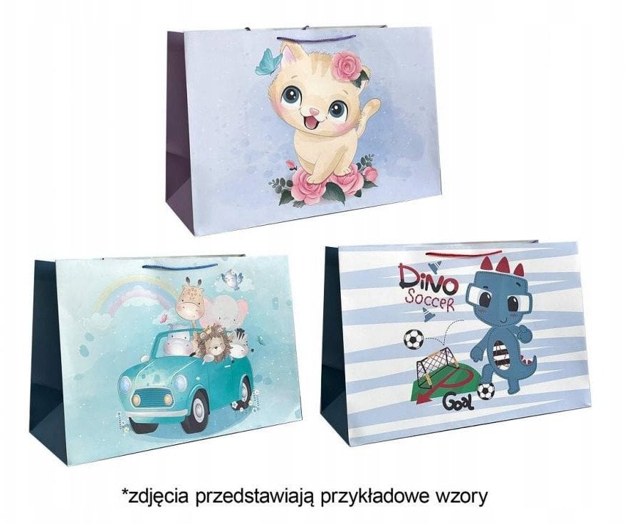 JU-PITER Torebka ozdobna prezentowa 4wz 30x42x20cm JP 4681H szerokie dno mix cena za 1 szt