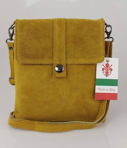 Kemer Zamszowa listonoszka Vera Pelle ,pojemna przewieszka format A5 Camel LK44C