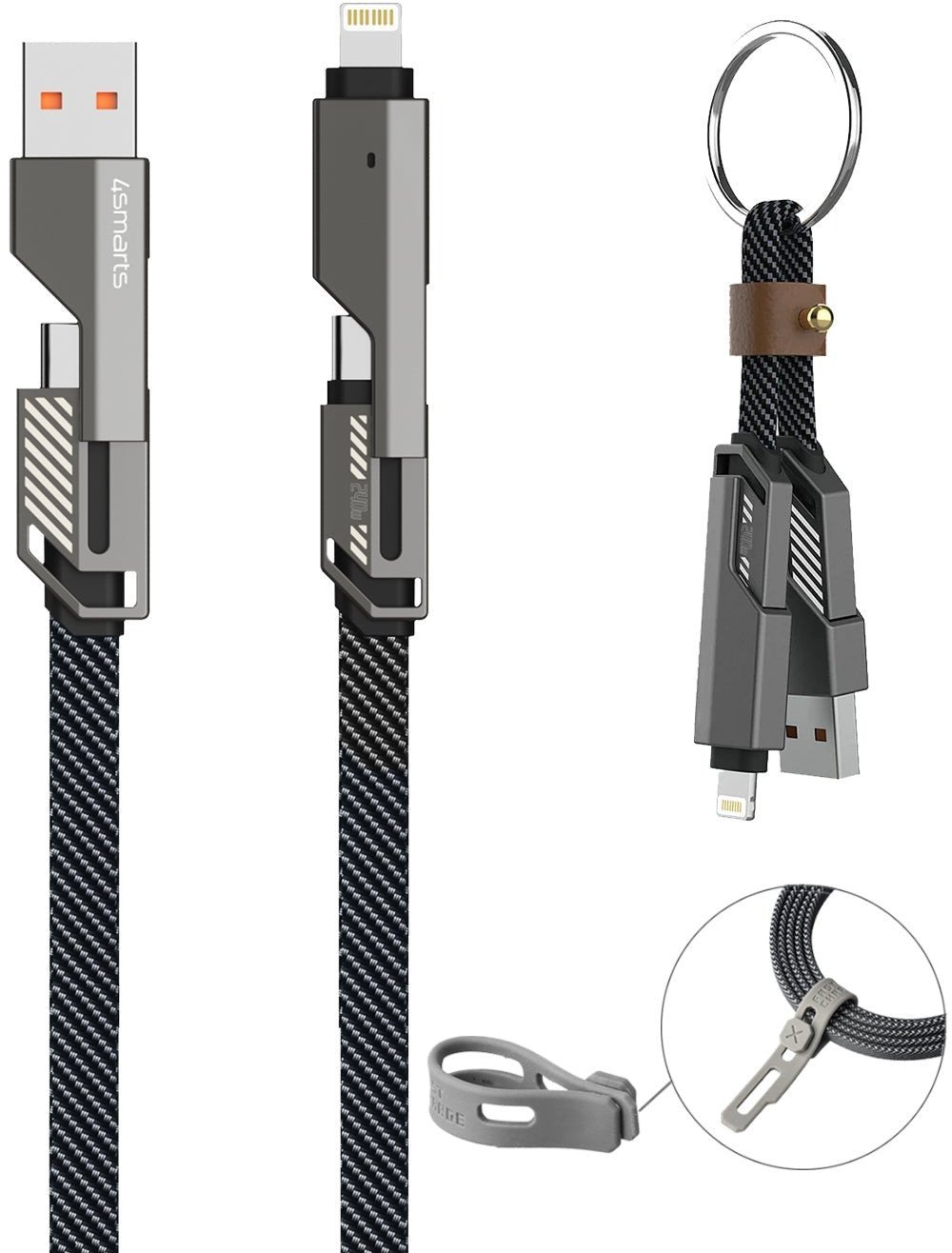 Kabel USB 4smarts USB-A + USB-C - USB-C 1.5 m Grafitowy (541456)