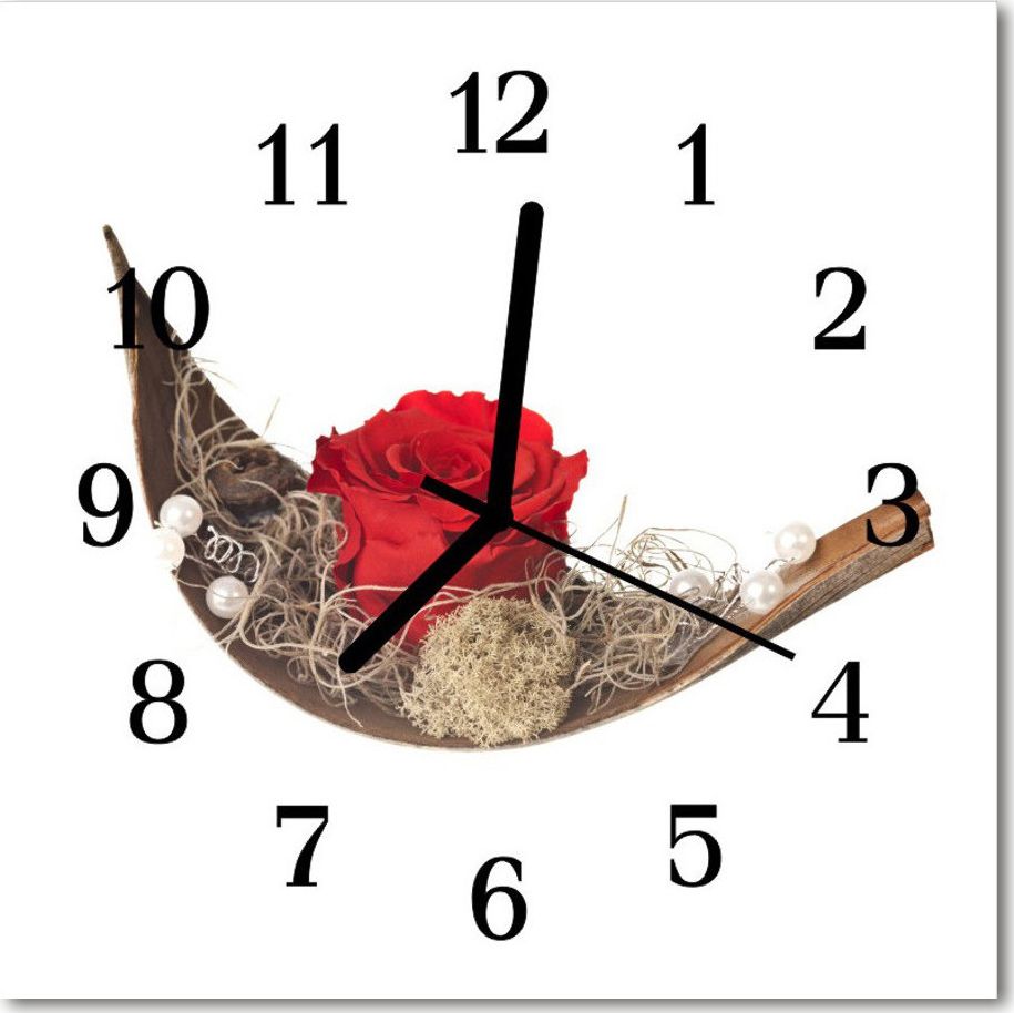 Tulup Zegar szklany ścienny Cichy Róża Kwiaty 30x30 48784053