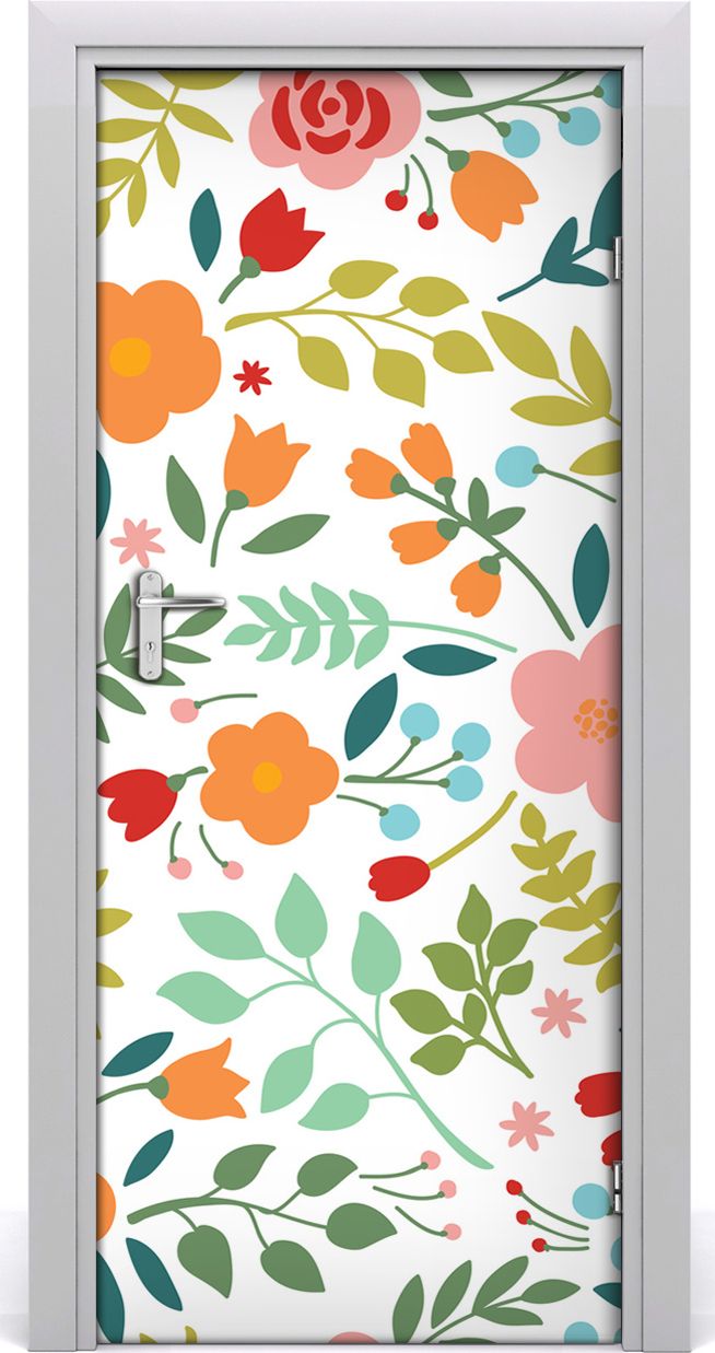 Tulup Fototapeta samoprzylepna na drzwi 85 x 205 cm kolorowe kwiaty