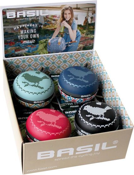 Basil Dzwonek Rowerowy BIG BELL BOHEME 80 mm Mix Kolorów Pudełko 4 szt. (BAS-50437)