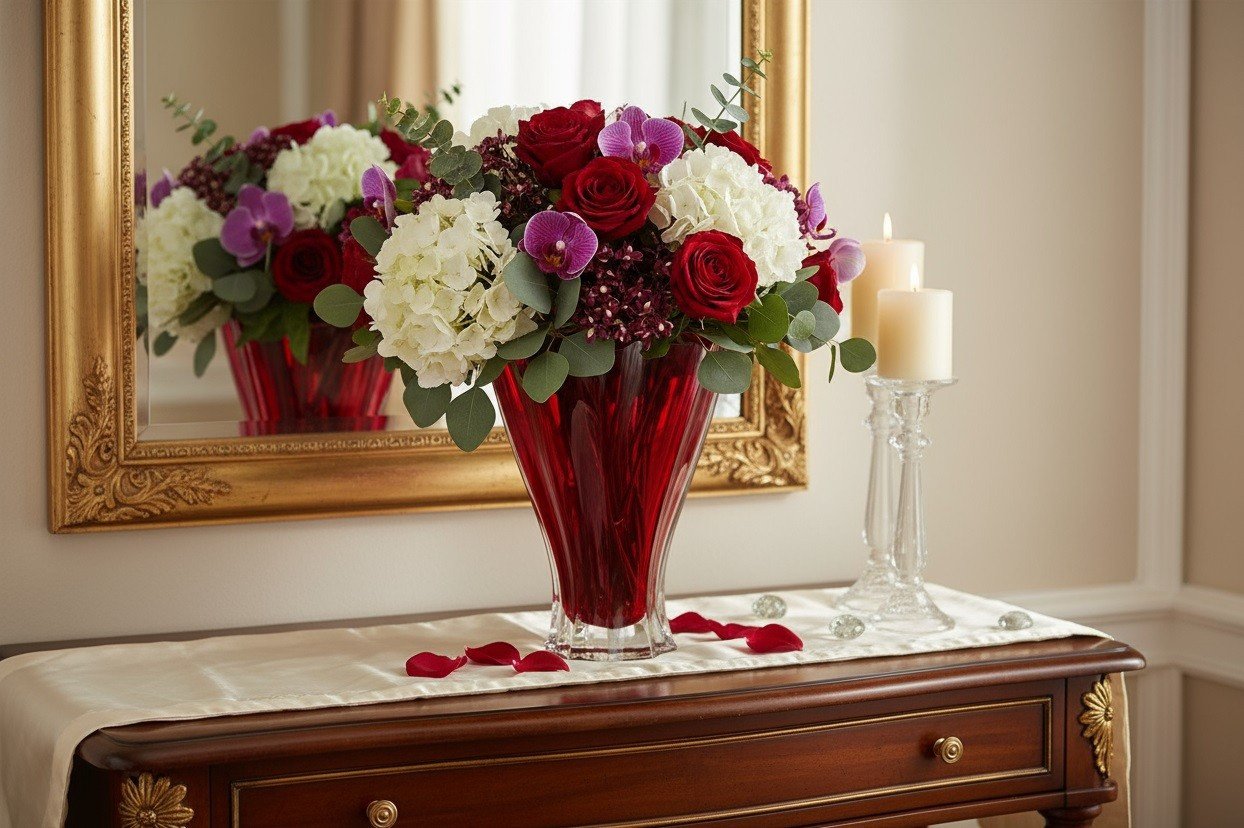 Wazon kryształowy 32 cm Plantica Red Bohemia