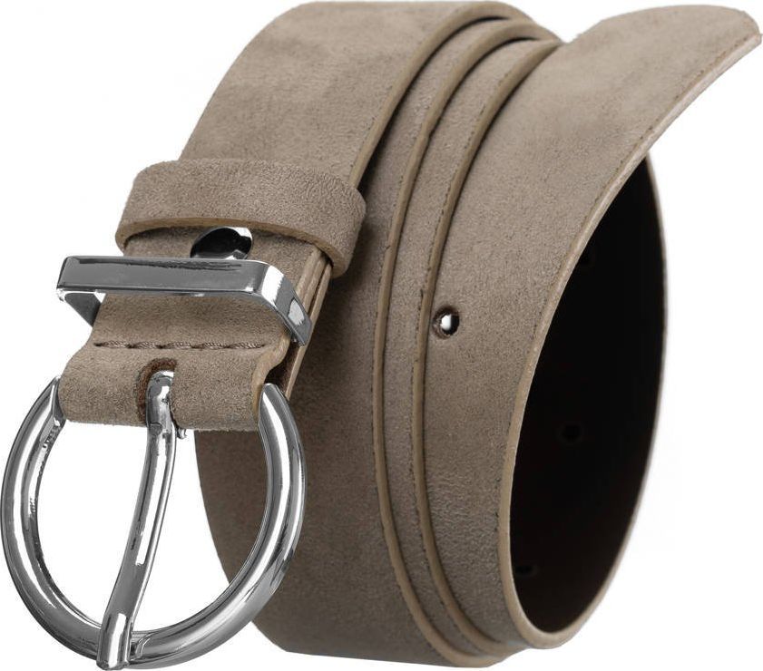 Rovicky Matowy, skórzany pasek damski ze srebrną, okrągłą klamrą Rovicky 90 cm