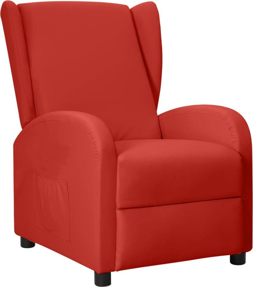 vidaXL Rozkładany fotel uszak, winna czerwień, obity sztuczną skórą