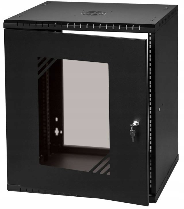 Szafa Lexi-NET LEXI-Net 19" szafa ścienna Basic 12U 520x450, szklane drzwi, bez tyłu, rozłożony, czarny