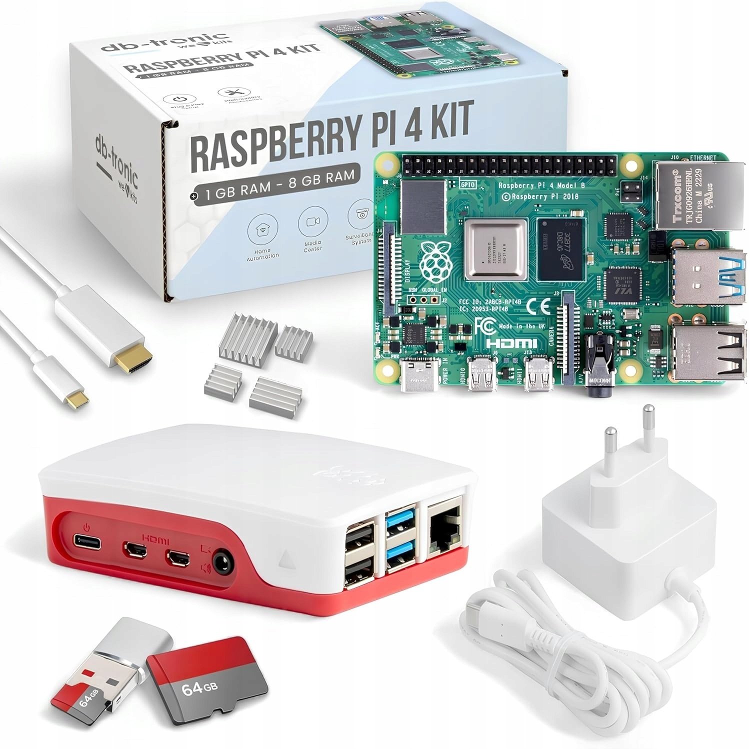 Raspberry Pi 4 zestaw startowy 4GB RAM edycja 64 GB zasilacz 15W
