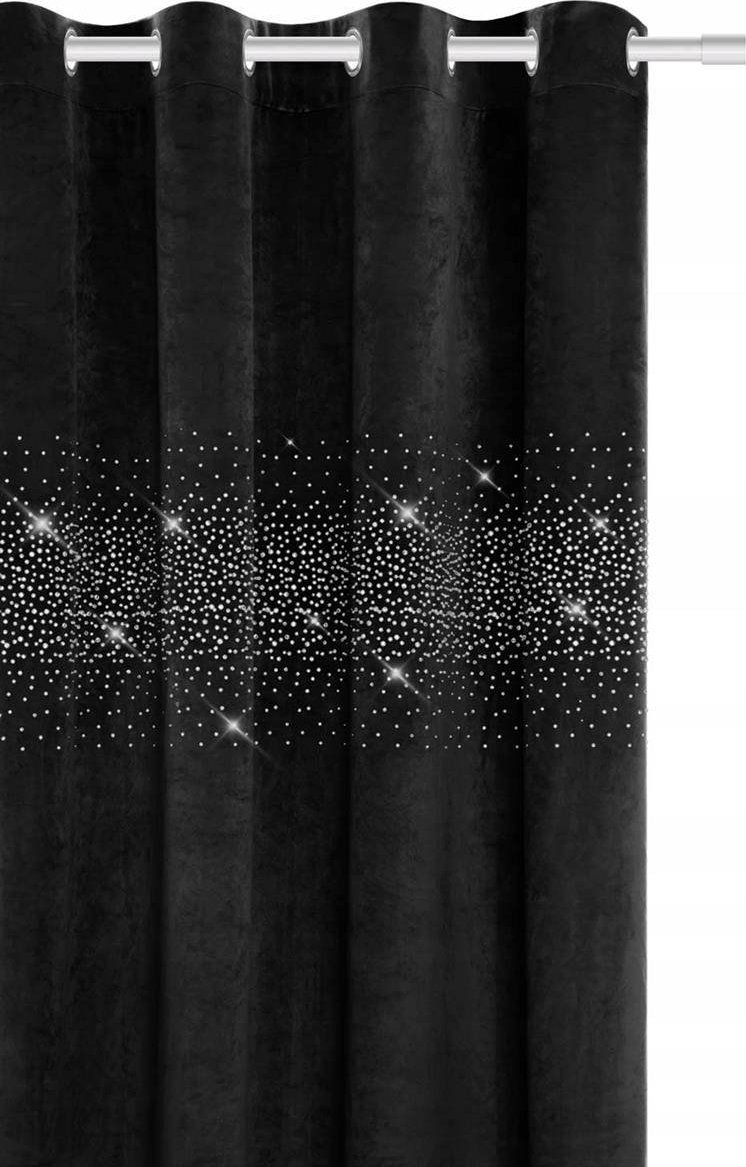Paulina Łukjaniuk Zasłona 140 x 250 Dekoracyjna Welur Shiny Czarny