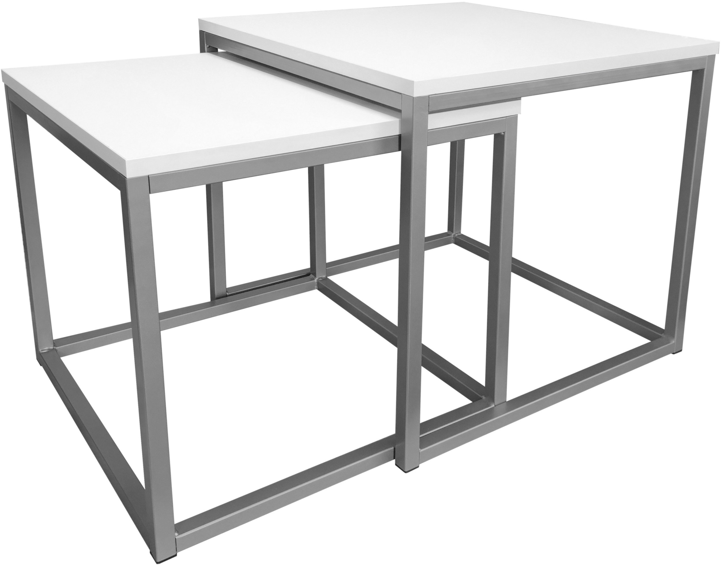 Stolik kawowy 2W1 biały podstawa szara