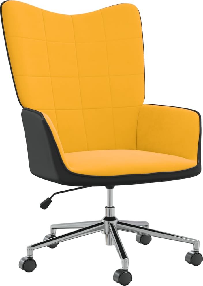 vidaXL Fotel musztardowy, aksamit i PVC