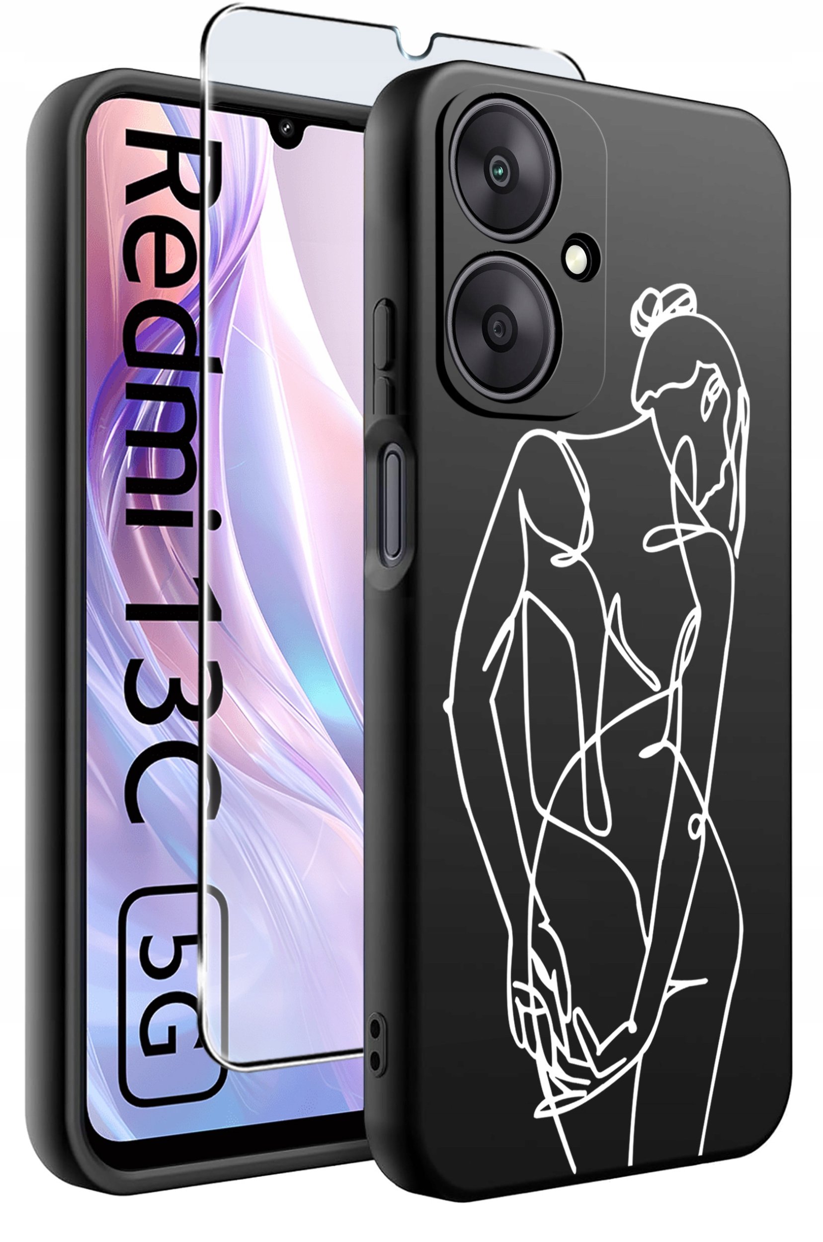 ETUI do Xiaomi Redmi 13C 5G WZORY |SILIKONOWE MATT CASE +SZKŁO HARTOWANE 9H