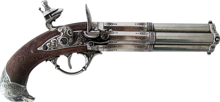 Denix Pistolet Czterolufowy Z Głową Orła 1307