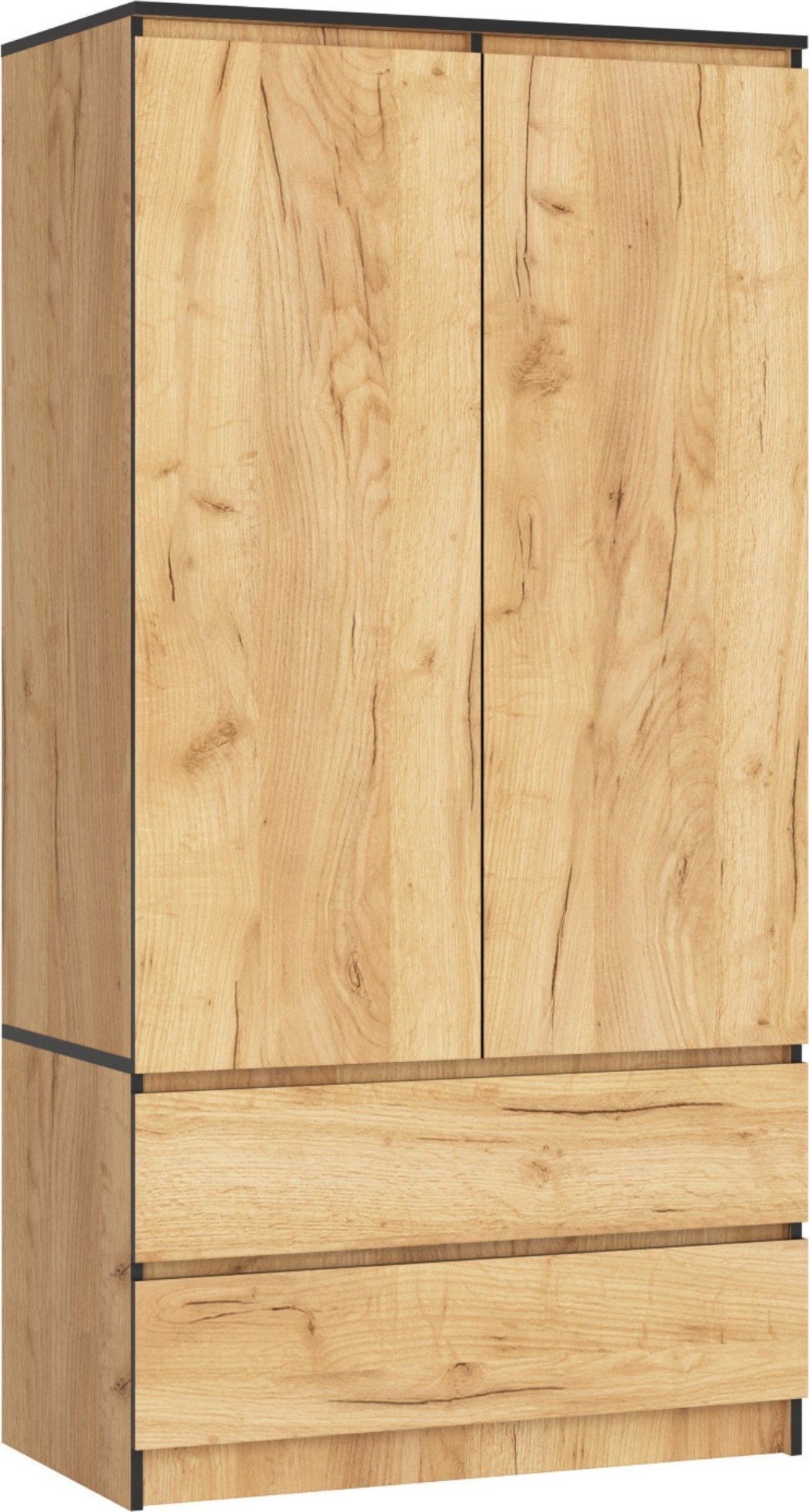 Fabryka Mebli Akord Szafa S 90 cm 2 drzwi 2 szuflady - dąb craft