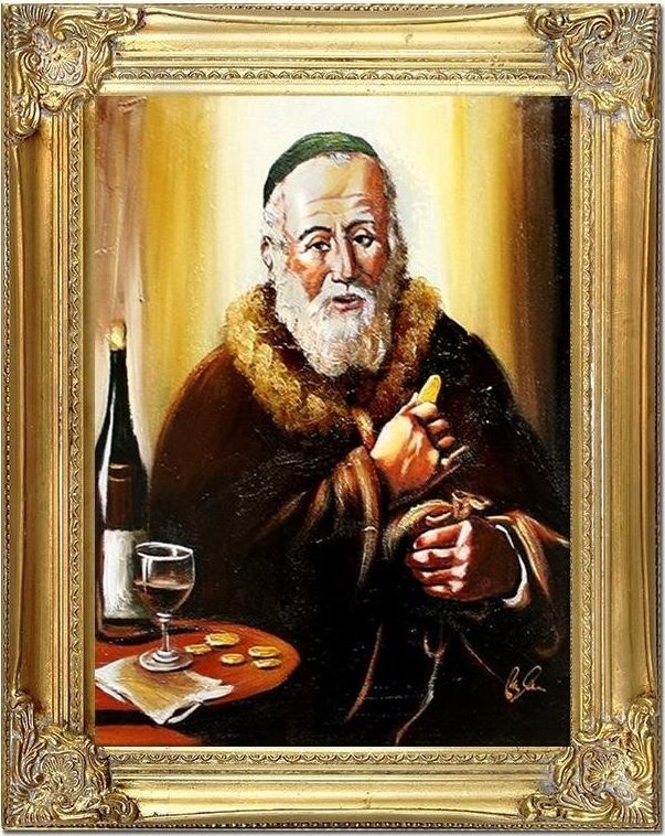 GO-BI Obraz "Żyd na szczęście" ręcznie malowany 37x47cm