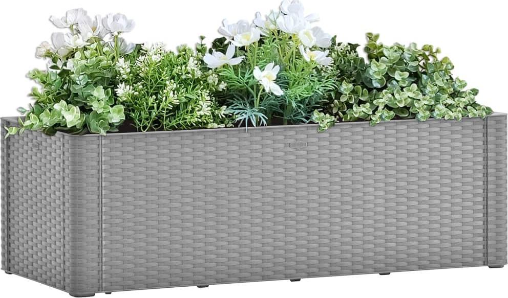 vidaXL Podwyższona donica z systemem podlewania, szara, 100x43x33 cm