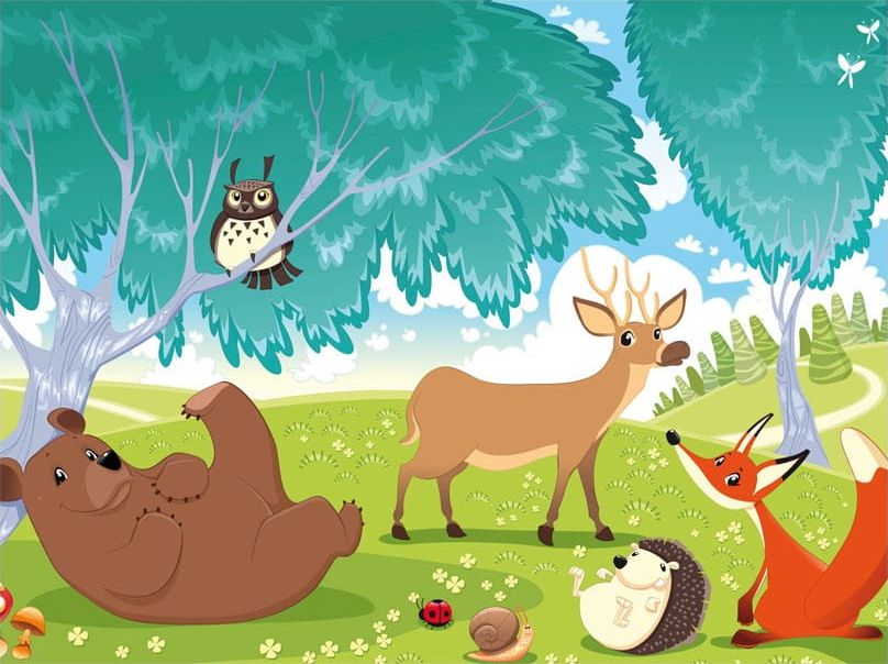 DecoNest Fototapeta - Zwierzęta z Zielonego Lasu - 250X193