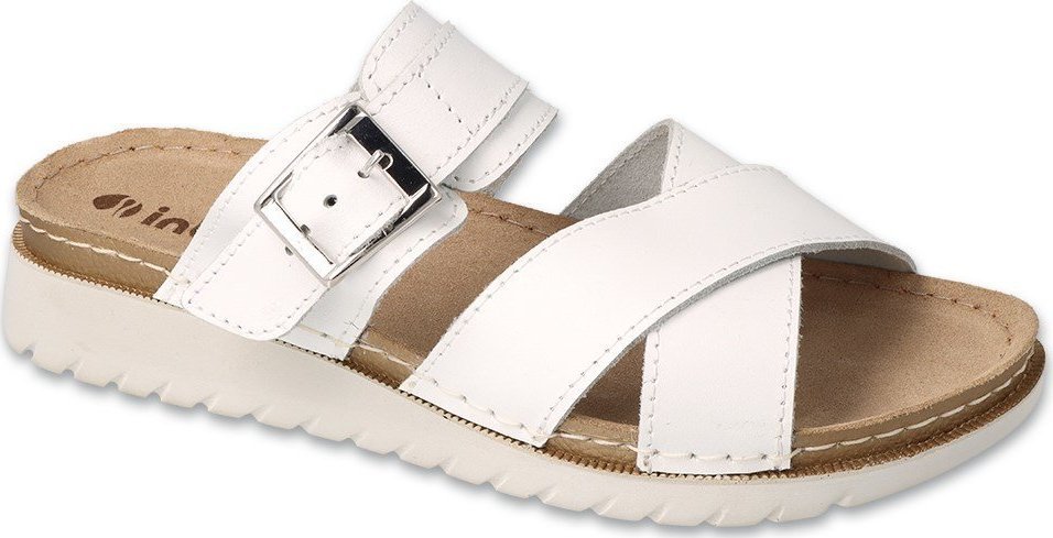 Inblu Inblu klapki skórzane damskie białe 36