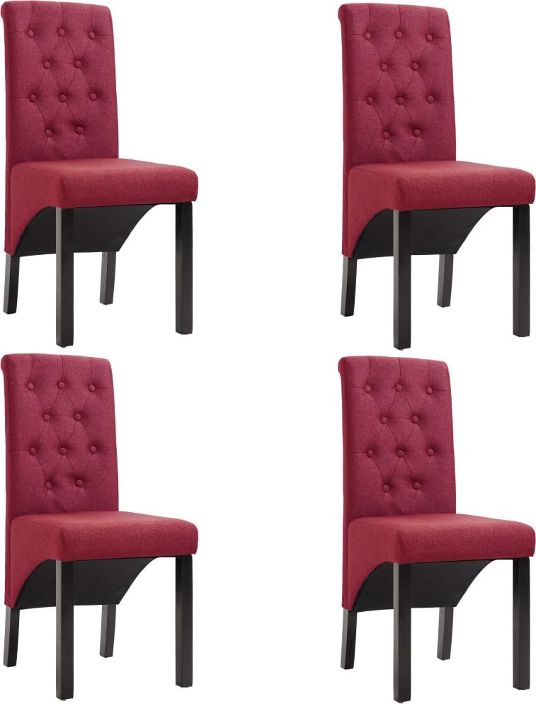 vidaXL Krzesła do jadalni, 4 szt., czerwone wino, tapicerowane tkaniną