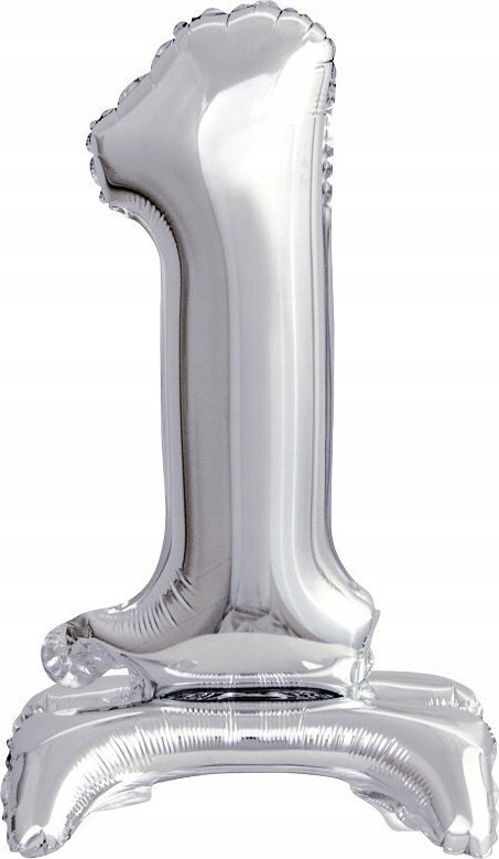 AMSCAN Balon foliowy mini cyfra 1 ze stopką srebrny 22x40cm 9911724