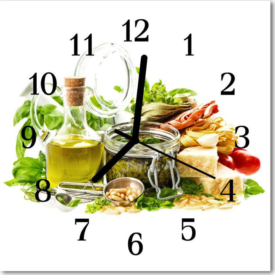 Tulup Zegar szklany ścienny Cichy Makaron olej