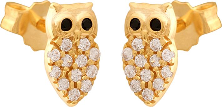 Lovrin ZŁOTE KOLCZYKI 585 SÓWKI Z CYRKONIAMI