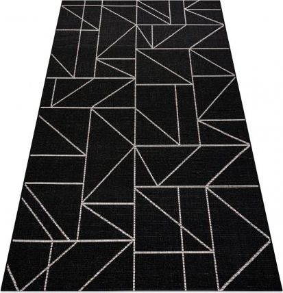 Dywany Łuszczów DYWAN SZNURKOWY SIZAL FLOORLUX 20605 black / silver TRÓJKĄTY, GEOMETRYCZNY, 160x230 cm