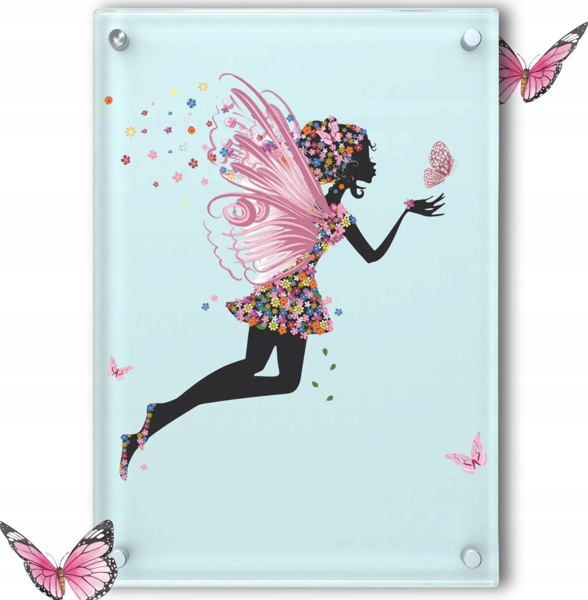 Iteams4Now Naklejka na ścianę wróżka kwiatki na szafę meble szybę lustro dla dzieci pokój