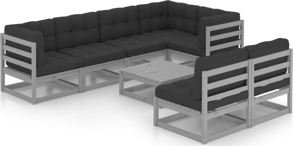 vidaXL 8-cz. zestaw wypoczynkowy do ogrodu, z poduszkami, lita sosna