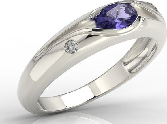 WĘC - Twój Jubiler Pierścionek z białego złota z tanzanitem i diamentami model JP-57B 14 / UE- 54