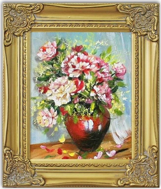 GO-BI Obraz Roze ręcznie malowany 27x32cm uniwersalny
